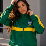 Moletom Brasil Jaqueta Com Zíper E Escudo Estilo Retrô Casual