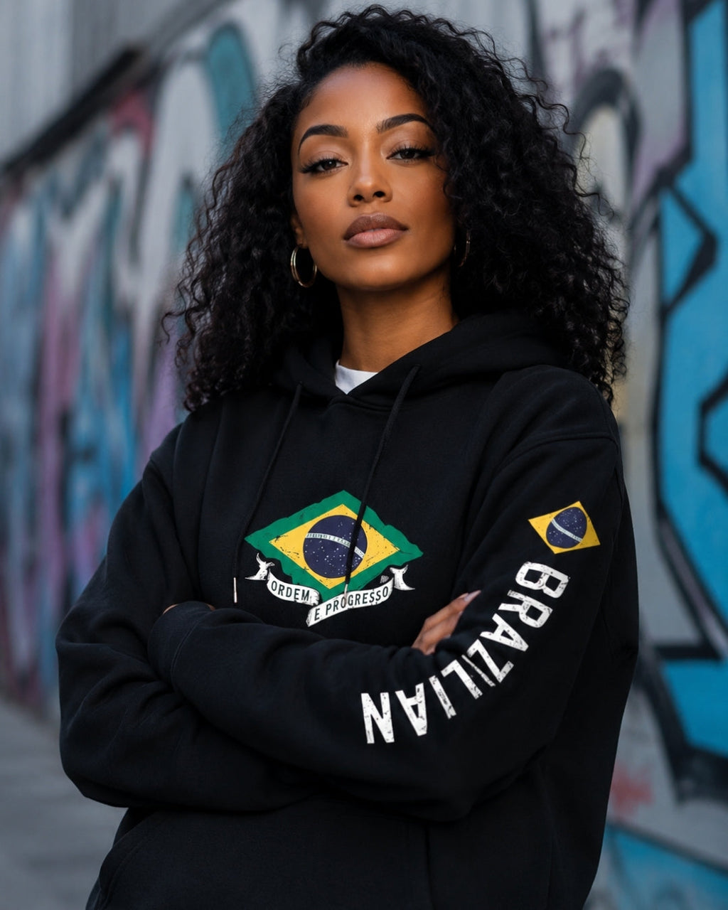 Moletom Brasil Jiu Jitsu Bandeira Costas Com Capuz Casual