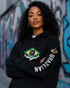 Moletom Brasil Jiu Jitsu Bandeira Costas Com Capuz Casual