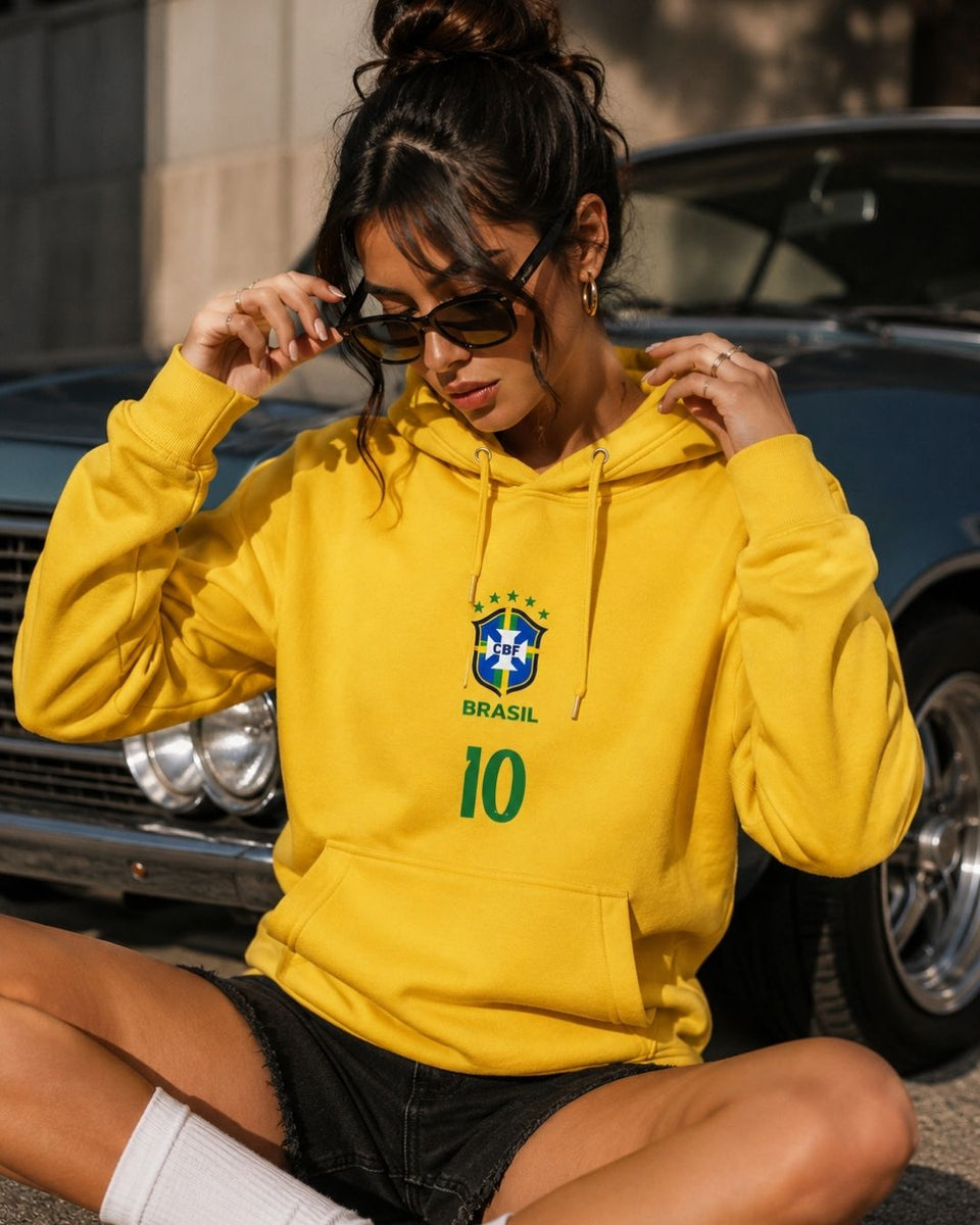 Moletom Canguru Brasil Número 10 Escudo Nacional Casual