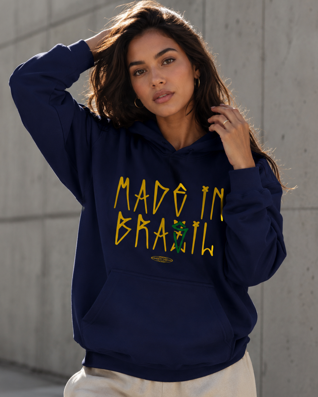 Moletom Made In Brasil Tipográfico Urbano Com Capuz Casual