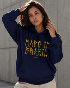 Moletom Made In Brasil Tipográfico Urbano Com Capuz Casual