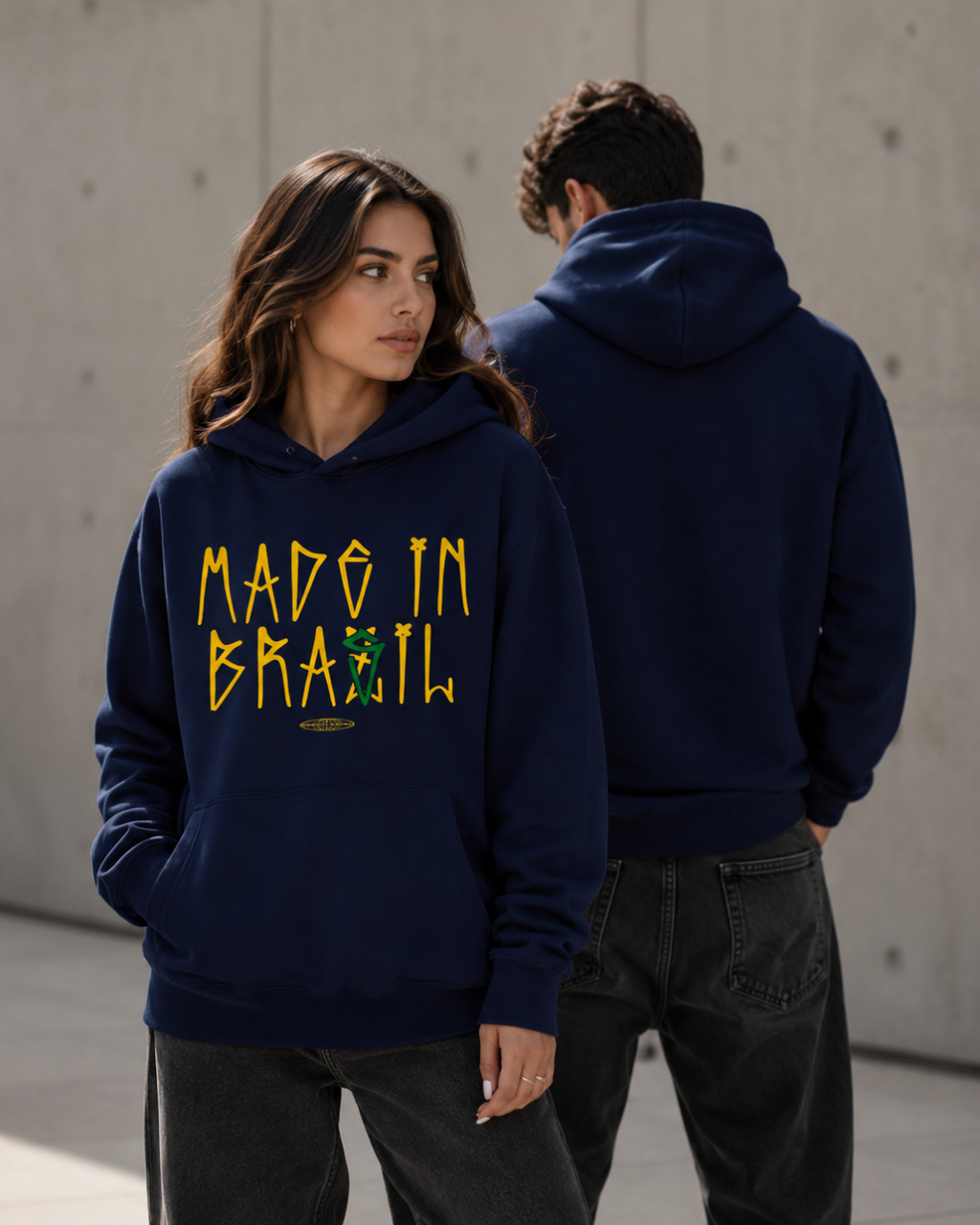 Moletom Made In Brasil Tipográfico Urbano Com Capuz Casual