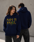Moletom Made In Brasil Tipográfico Urbano Com Capuz Casual