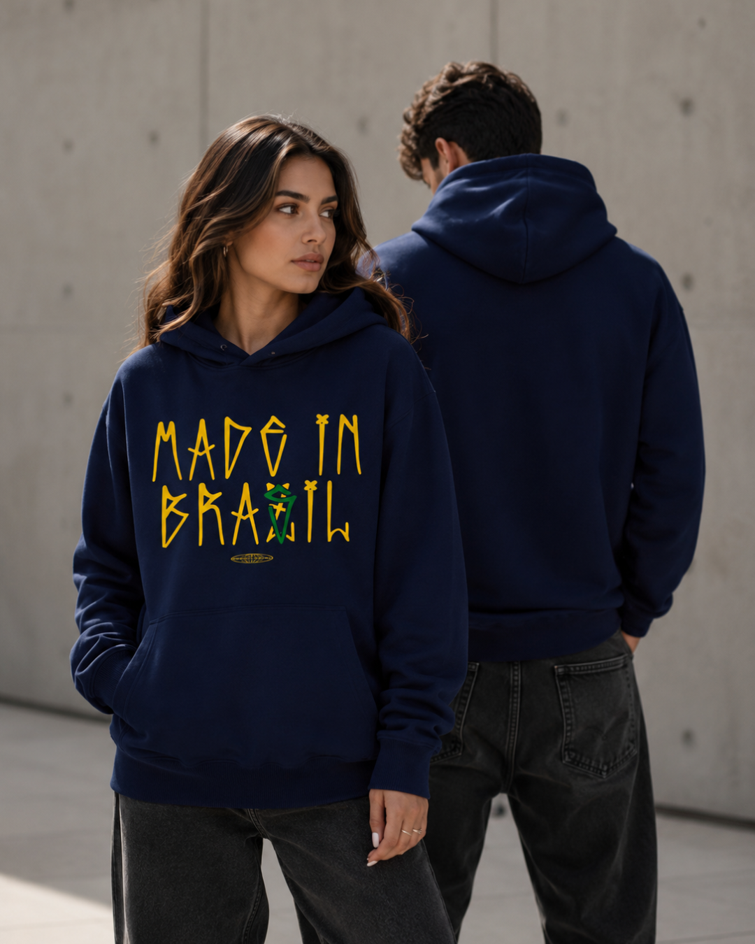 Moletom Made In Brasil Tipográfico Urbano Com Capuz Casual