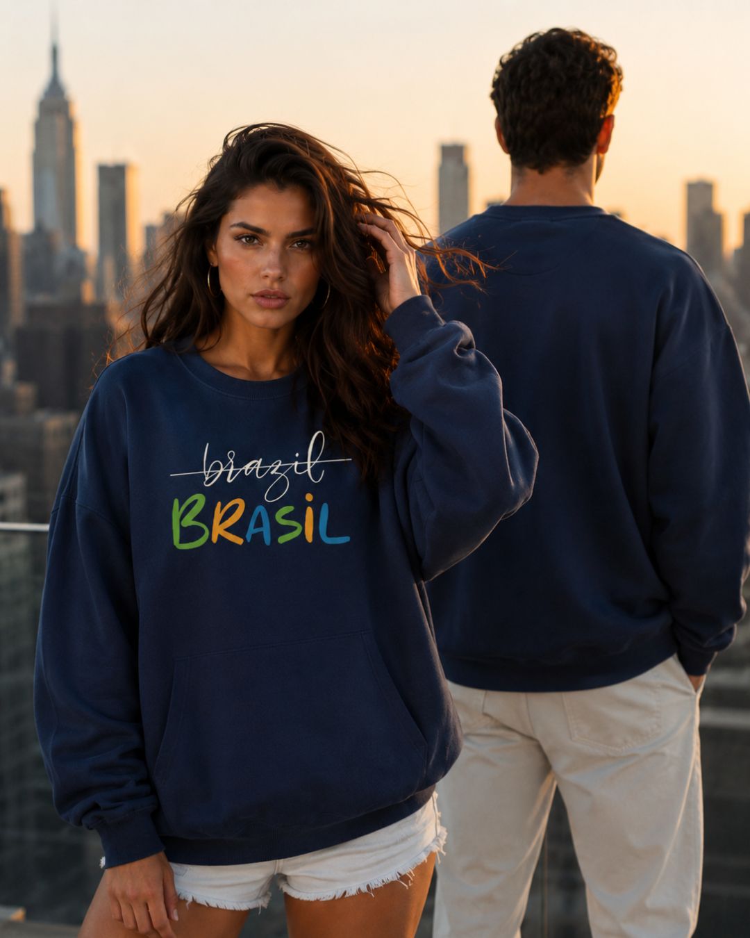 Moletom Brasil Lettering Colorido Estilo Casual Urbano Moderno