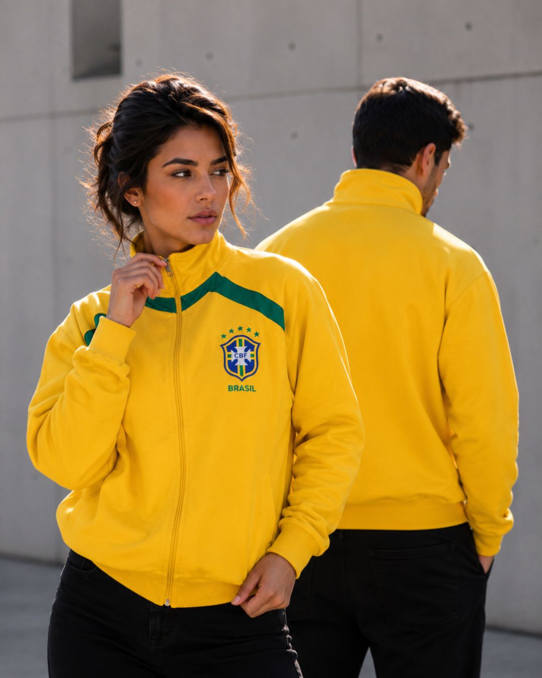 Moletom Brasil Jaqueta Com Zíper Escudo Nacional Casual