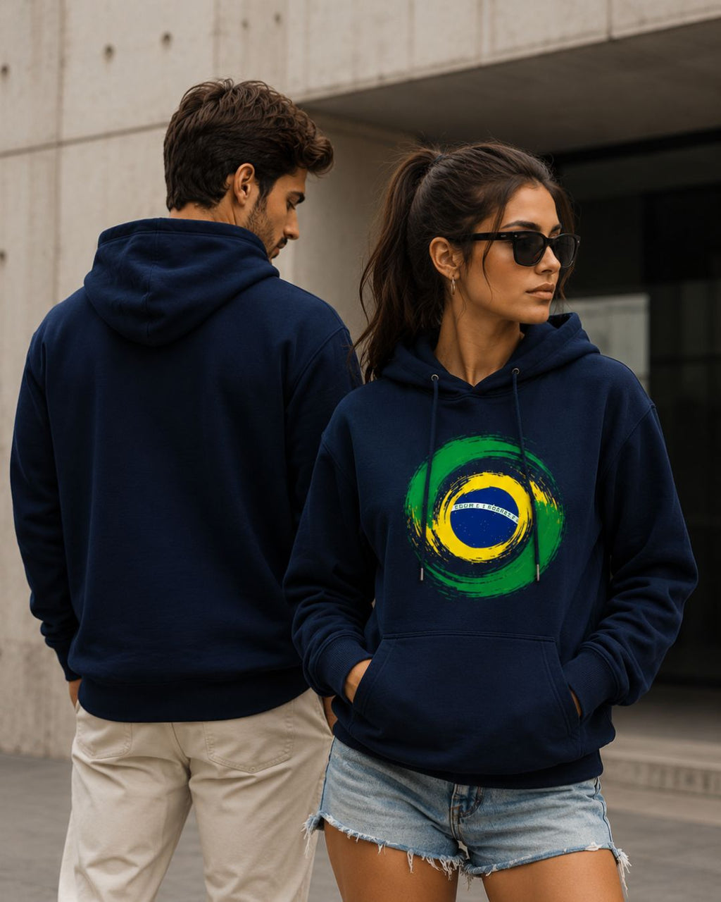 Moletom Brasil Bandeira Artística Circular Estilo Casual Urbano