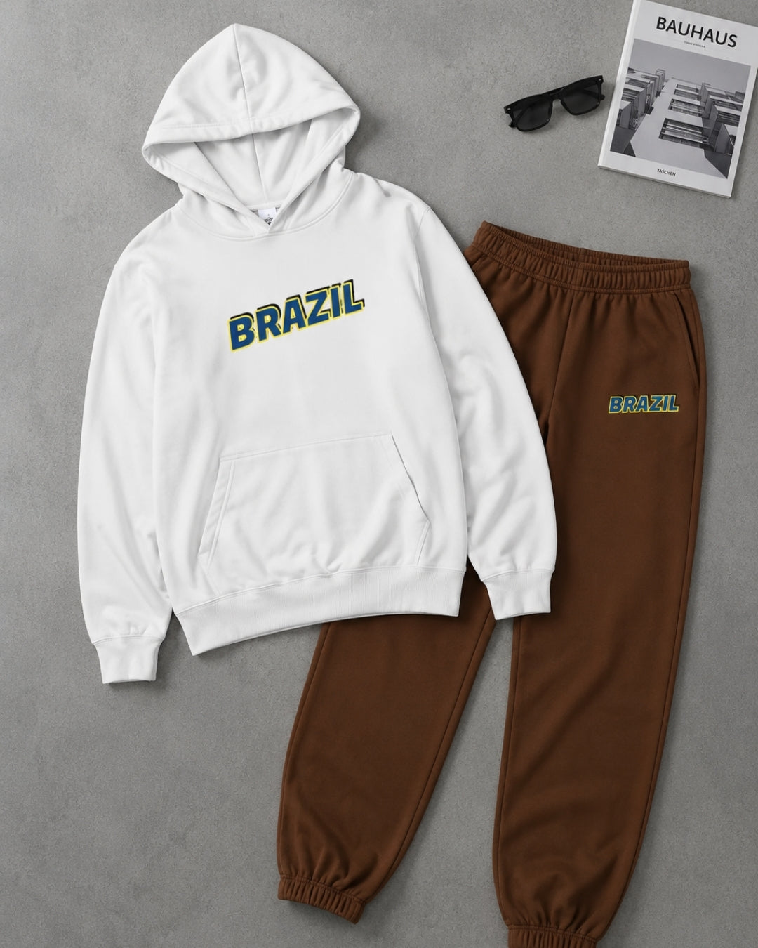 Conjunto Brasil Estampa College Com Calça Jogger Casual Urbano