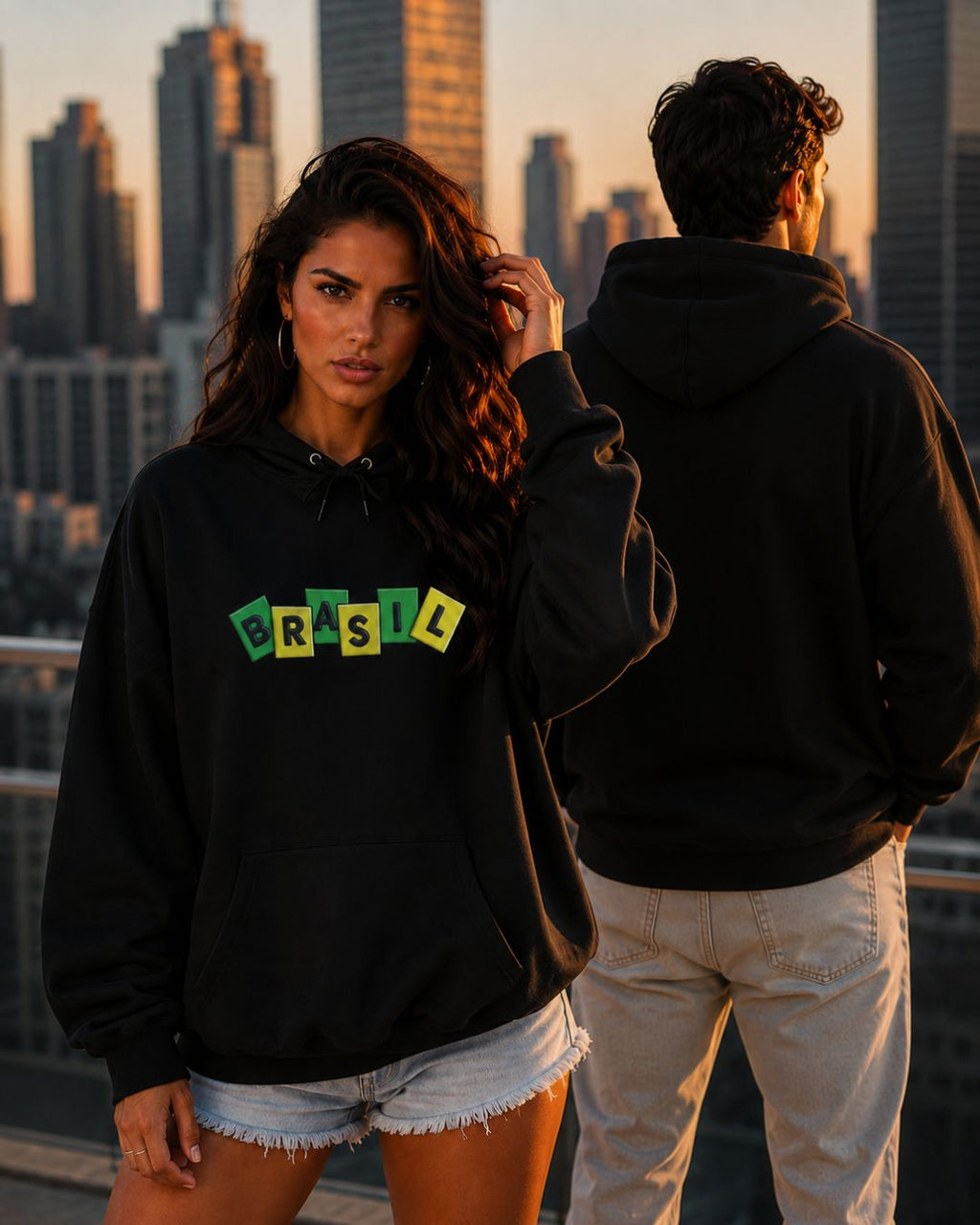 Moletom Brasil Estampa Divertida Frontal Com Capuz Casual Urbano