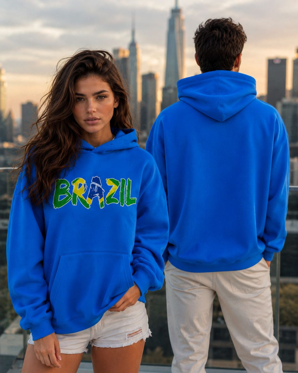 Moletom Brasil Lettering Artístico Com Capuz Estilo Casual Urbano