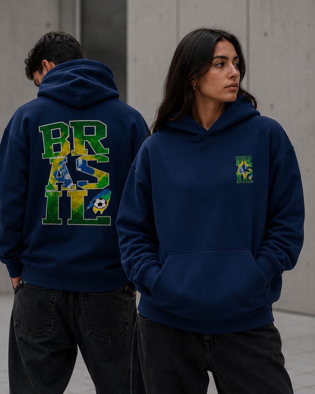 Moletom Brasil BR Futebol Estampa Costas Streetwear Casual