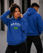 Moletom Brasil Lettering Curvo Com Estrelas Estilo Casual Urbano