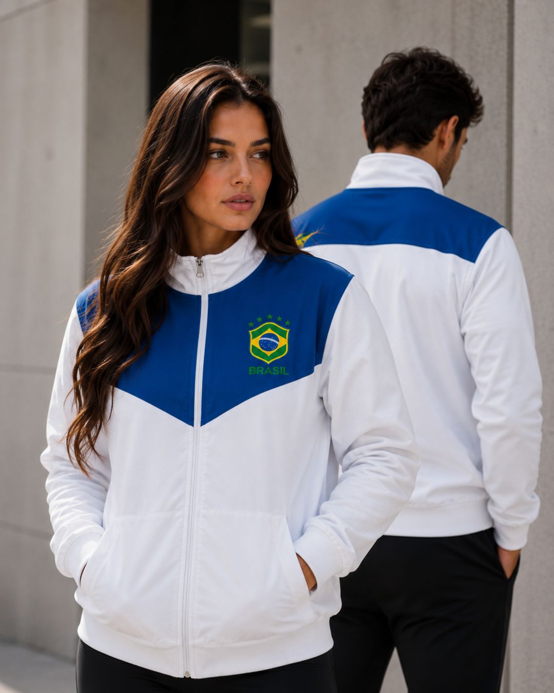Moletom Brasil Esportivo Com Zíper Frontal Estilo Casual Urbano