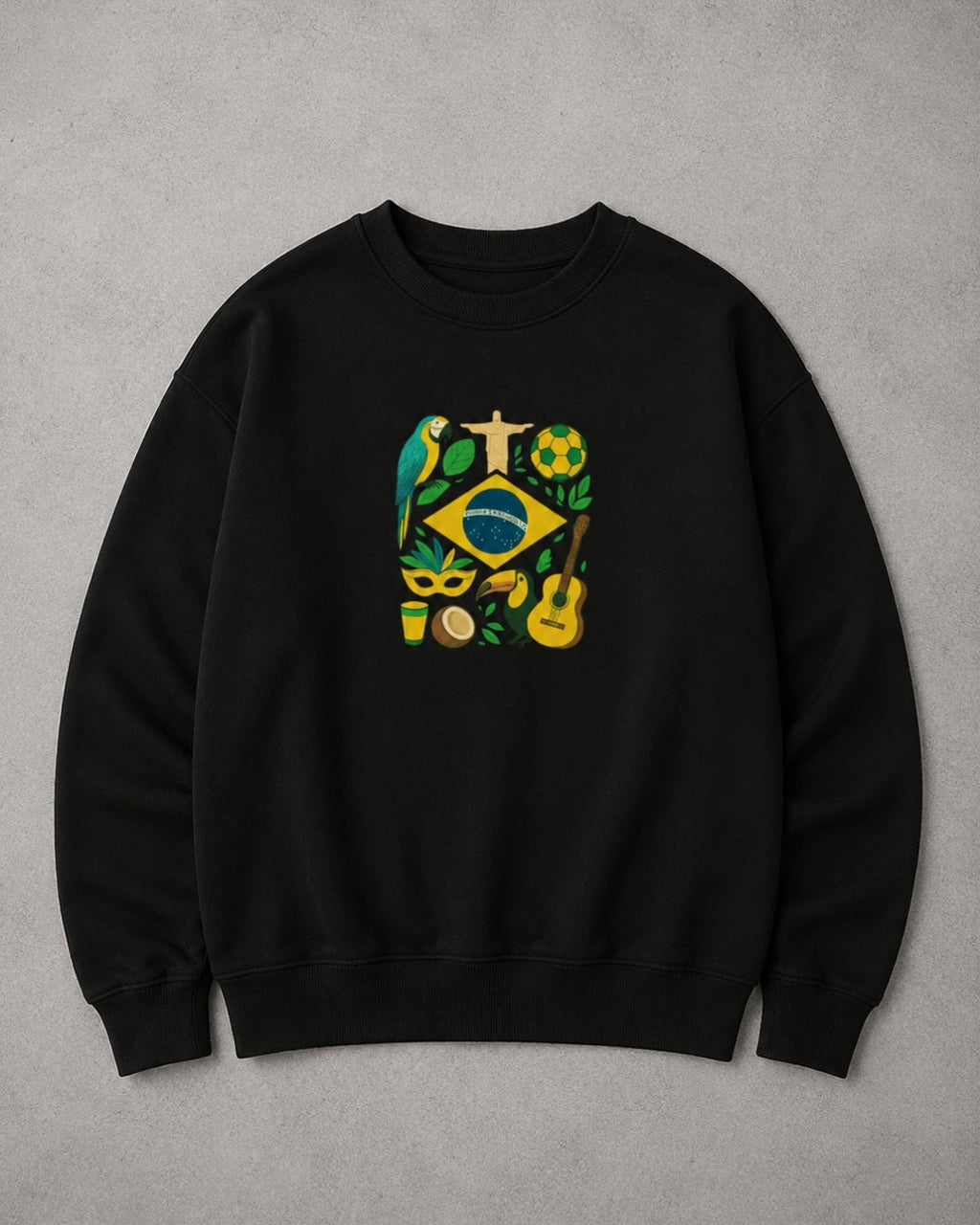 Moletom Brasil Cultura Nacional Com Símbolos Estilo Casual Urbano