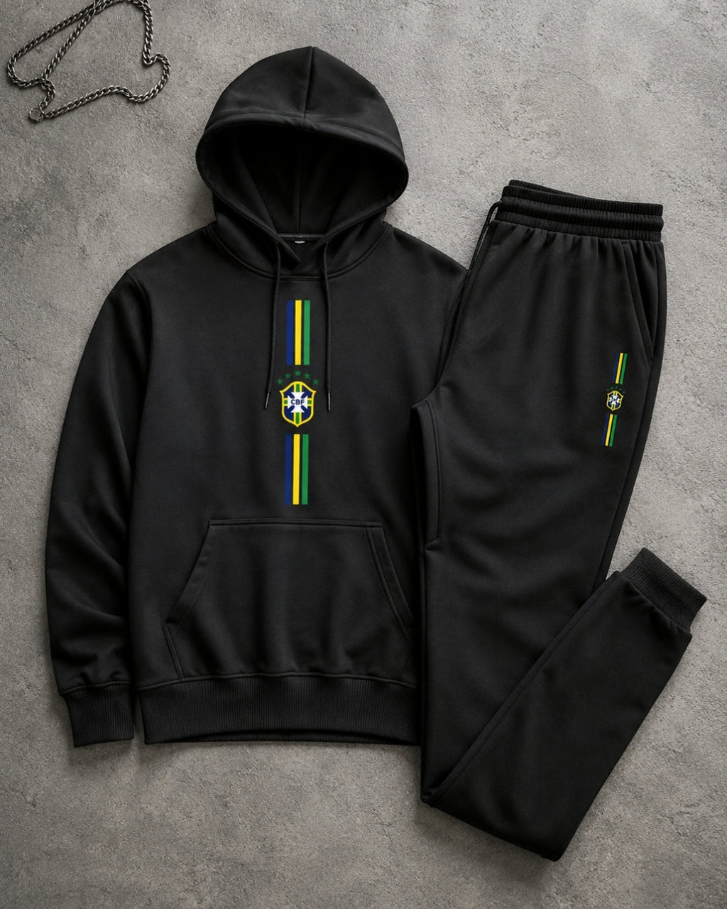 Conjunto Moletom Brasil Escudo Central Com Calça Jogger Casual