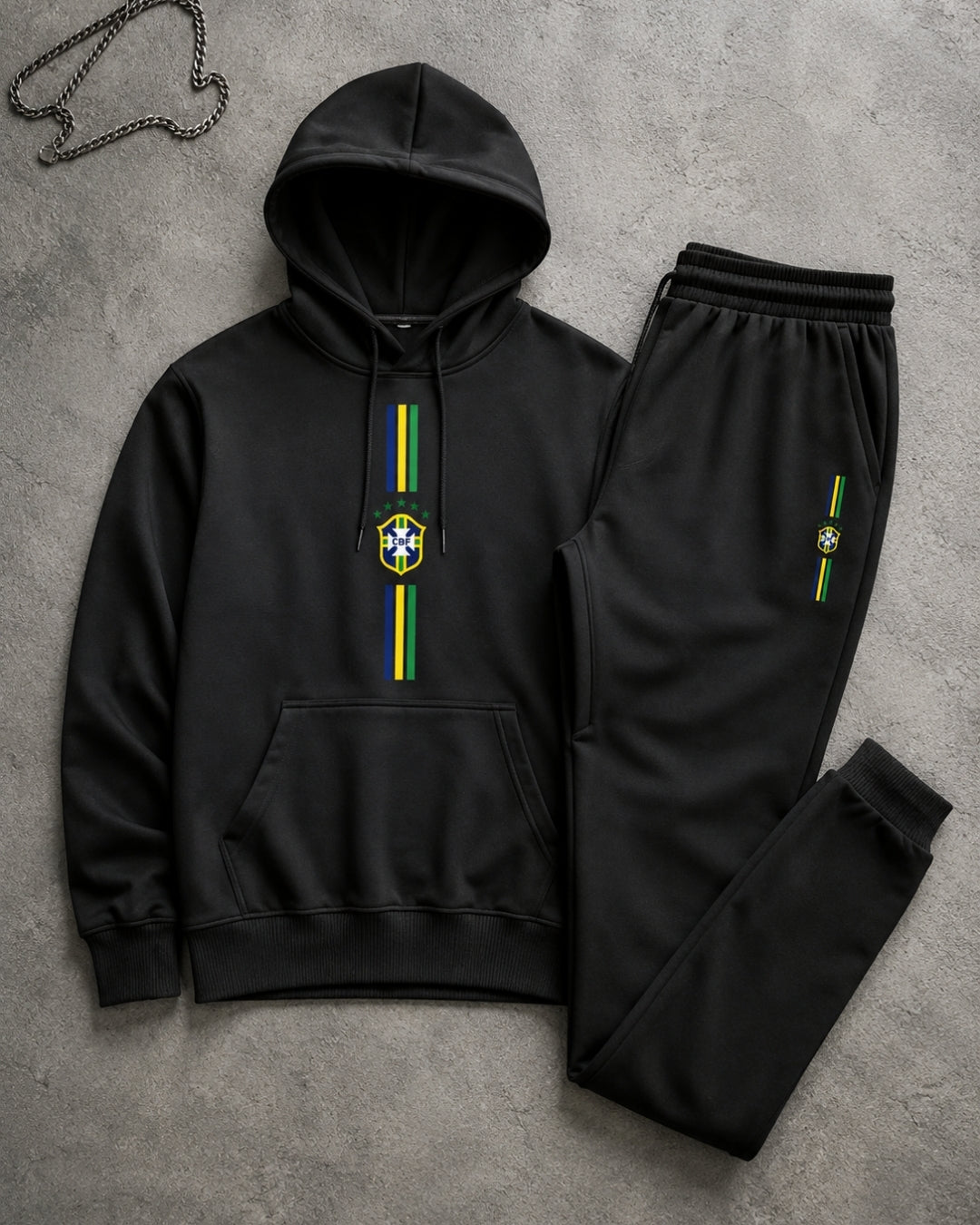 Conjunto Moletom Brasil Escudo Central Com Calça Jogger Casual