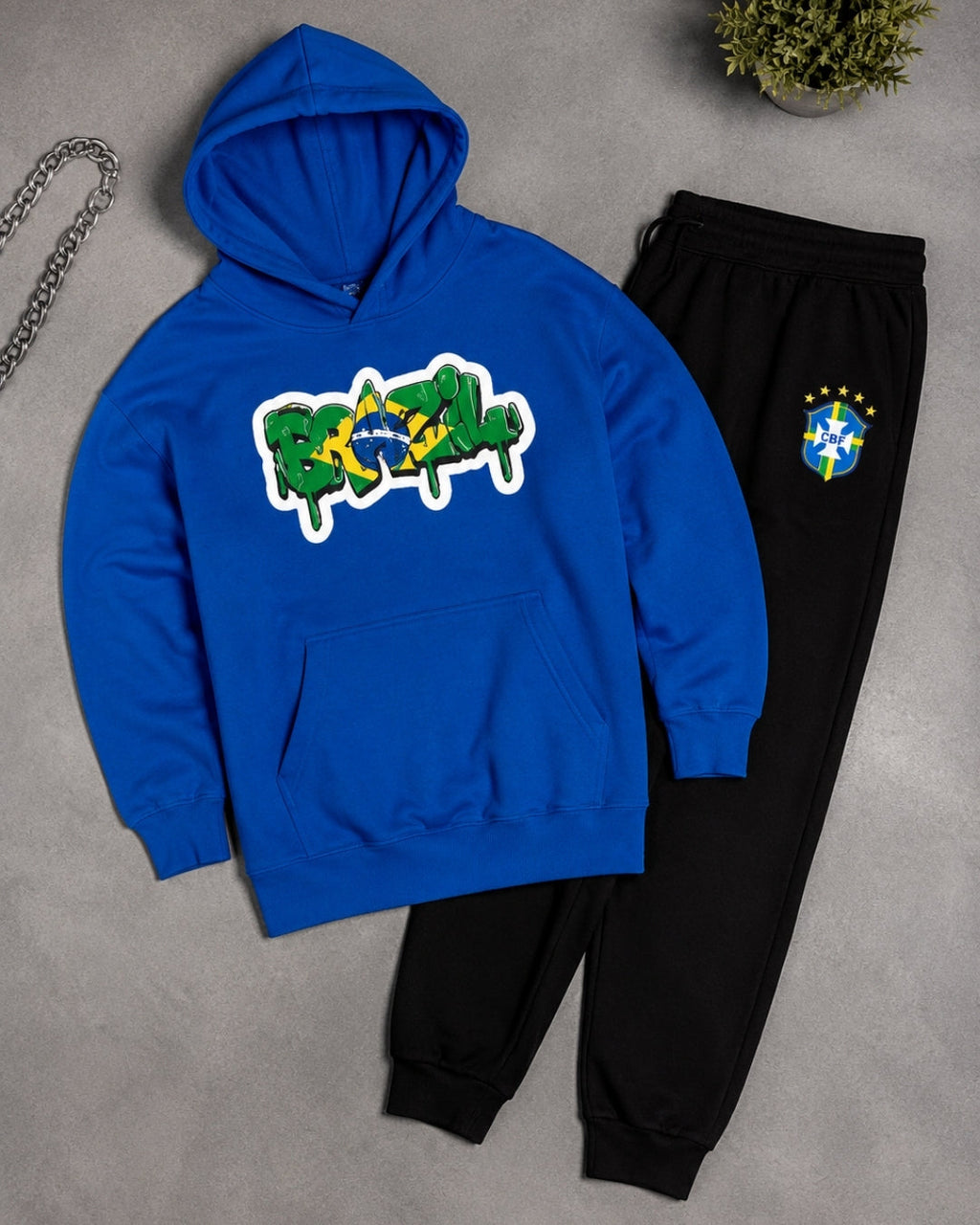 Conjunto Brasil Estampa Grafite Com Calça Jogger Casual Urbano