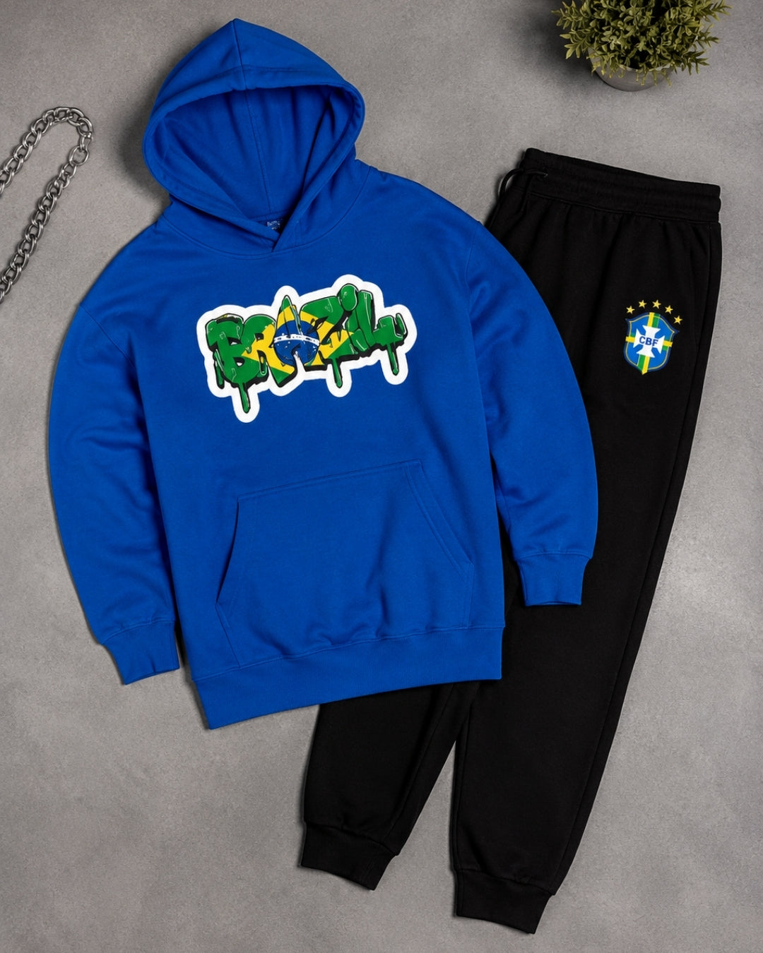 Conjunto Brasil Estampa Grafite Com Calça Jogger Casual Urbano