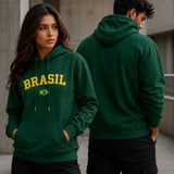Moletom Brasil Universitário Com Bandeira Frontal E Capuz Casual