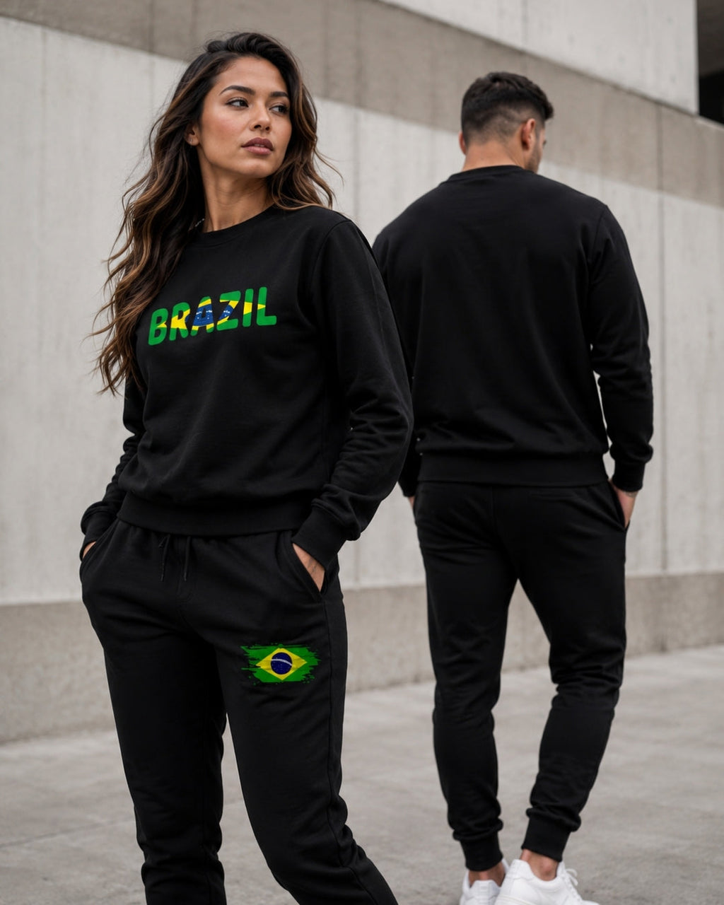 Conjunto Brasil Estampa Bandeira Com Calça Jogger Casual Urbano