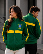 Moletom Brasil Jaqueta Com Zíper E Escudo Estilo Retrô Casual