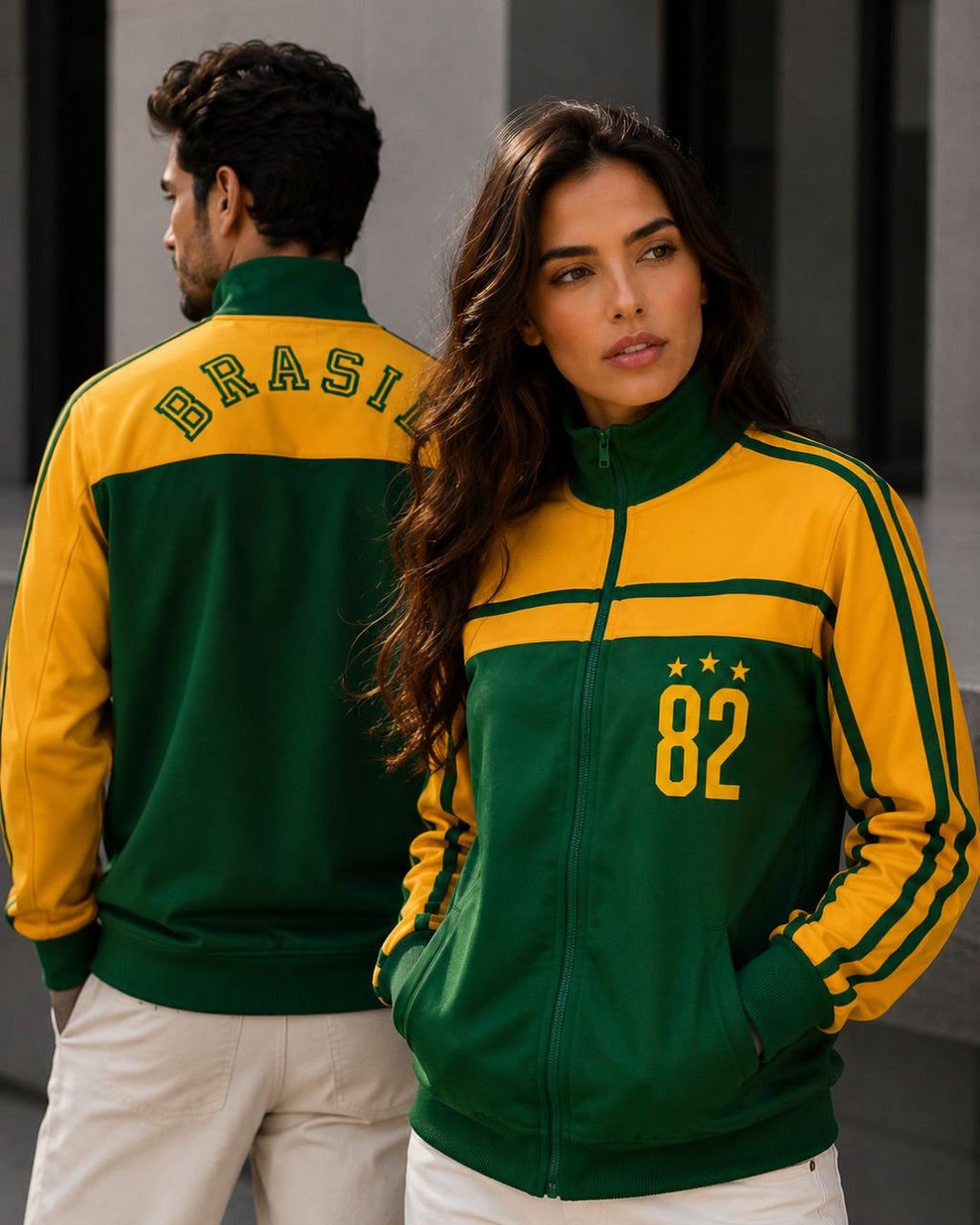 Moletom Brasil 82 Jaqueta Retrô Com Zíper Estilo Casual