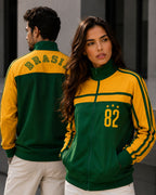 Moletom Brasil 82 Jaqueta Retrô Com Zíper Estilo Casual