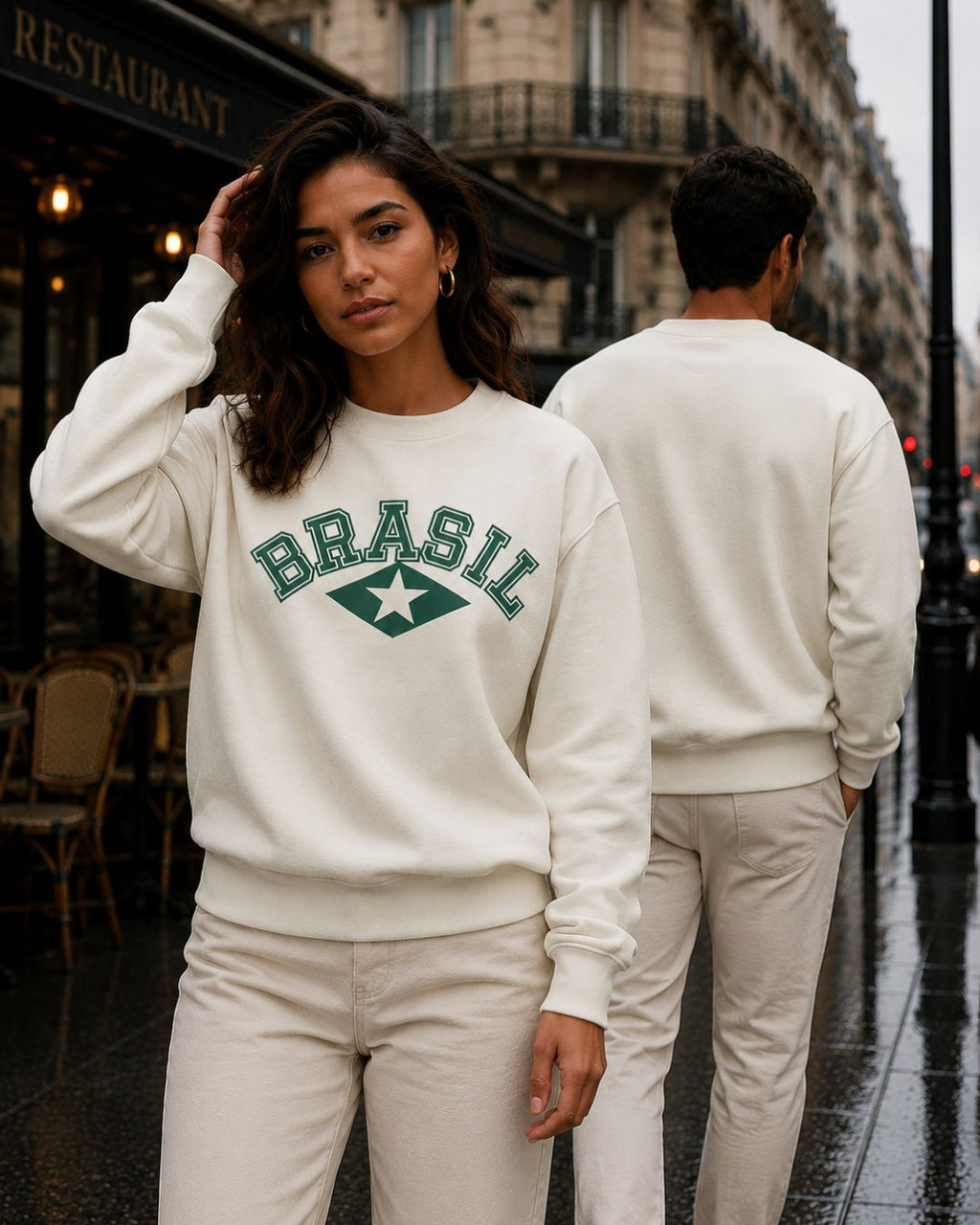 Moletom Brasil Estampa Universitária Com Estrela Estilo Casual Urbano