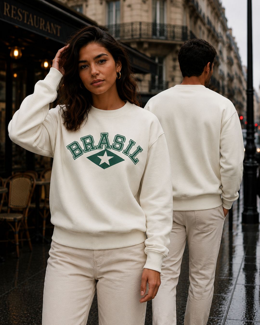Moletom Brasil Estampa Universitária Com Estrela Estilo Casual Urbano