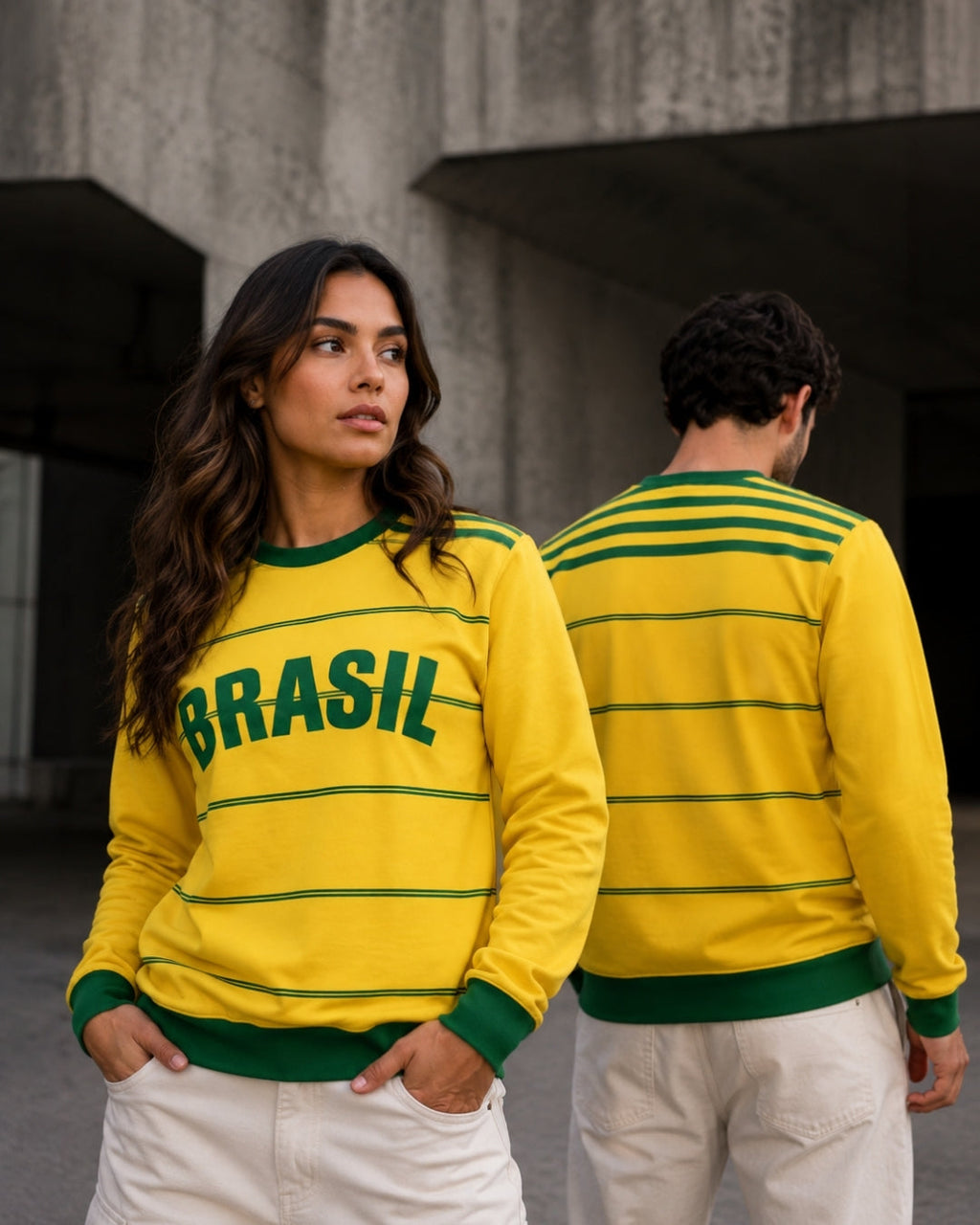 Moletom Brasil Retrô Com Listras Horizontais Estilo Casual Urbano