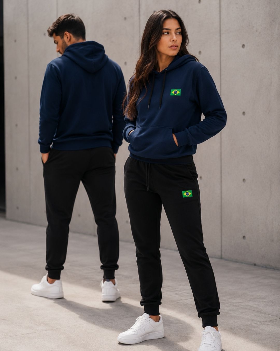 Conjunto Moletom Brasil Bandeira Nacional Com Calça Jogger