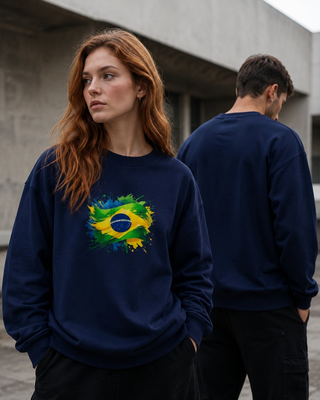 Moletom Brasil Bandeira Artística Central Estilo Casual Urbano