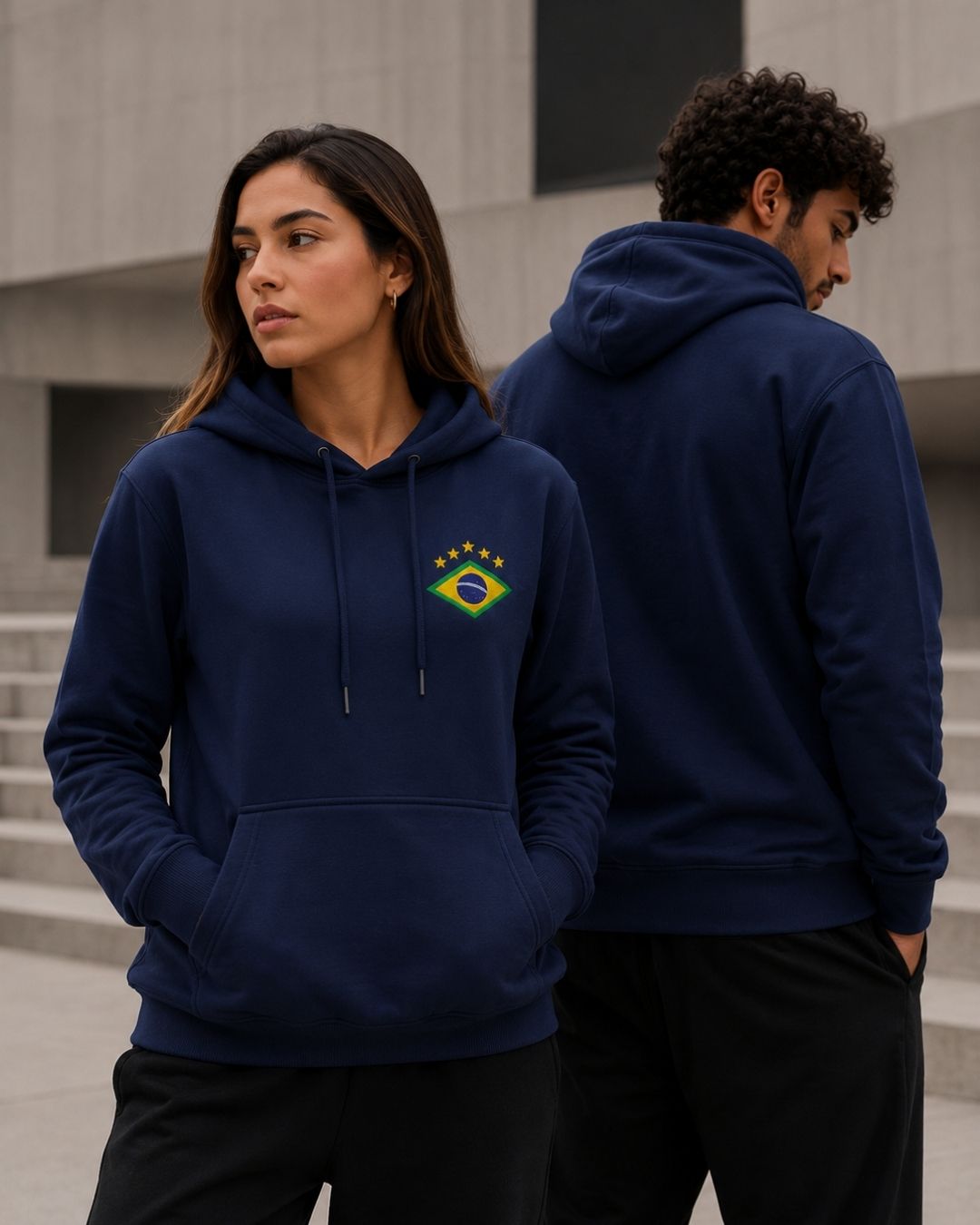 Moletom Canguru Bandeira Brasil Estilo Minimalista Nacional