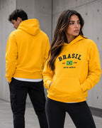 Moletom Brasil Estampa Universitária Com Capuz Casual