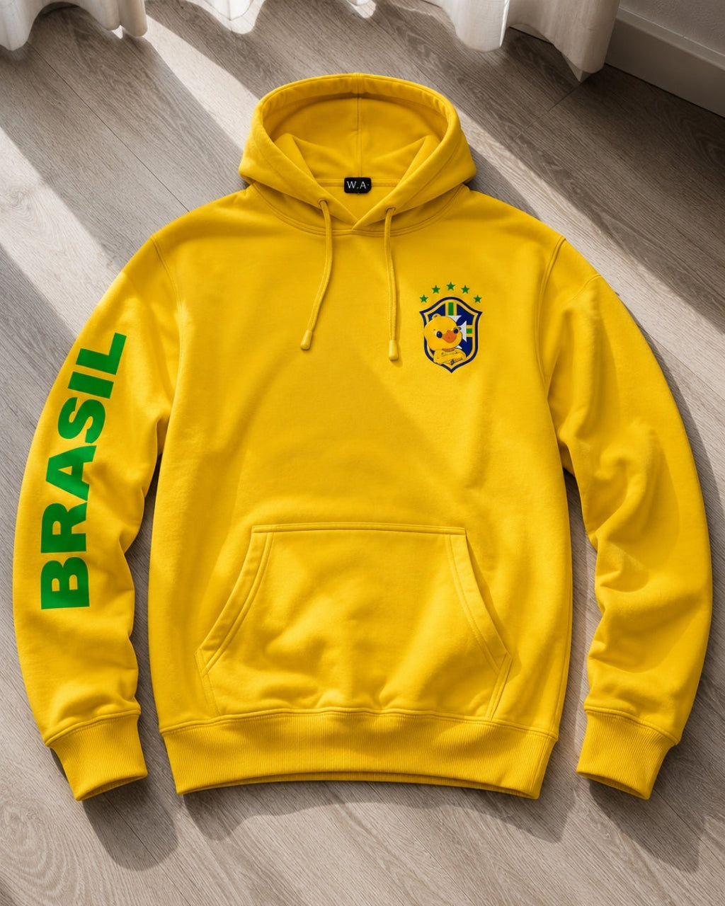 Moletom Brasil Escudo Na Manga Com Capuz Casual Esportivo