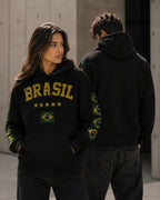 Moletom Brasil Estampa Vintage Bandeiras Nas Mangas Casual