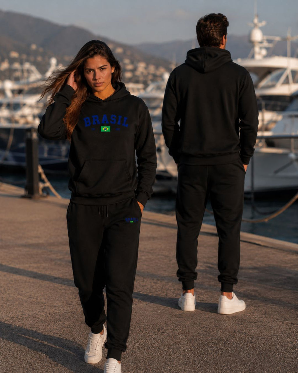 Conjunto Moletom Brasil Universitário Com Calça Jogger Casual