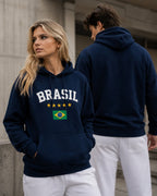 Moletom Brasil Estampa Clássica Com Bandeira E Capuz Casual