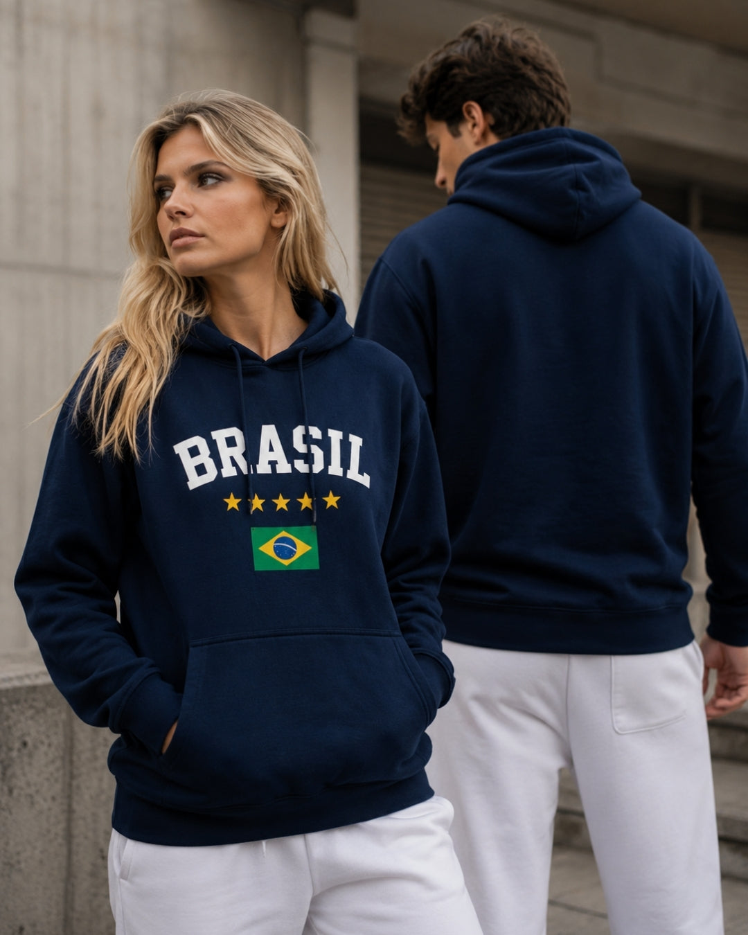 Moletom Brasil Estampa Clássica Com Bandeira E Capuz Casual