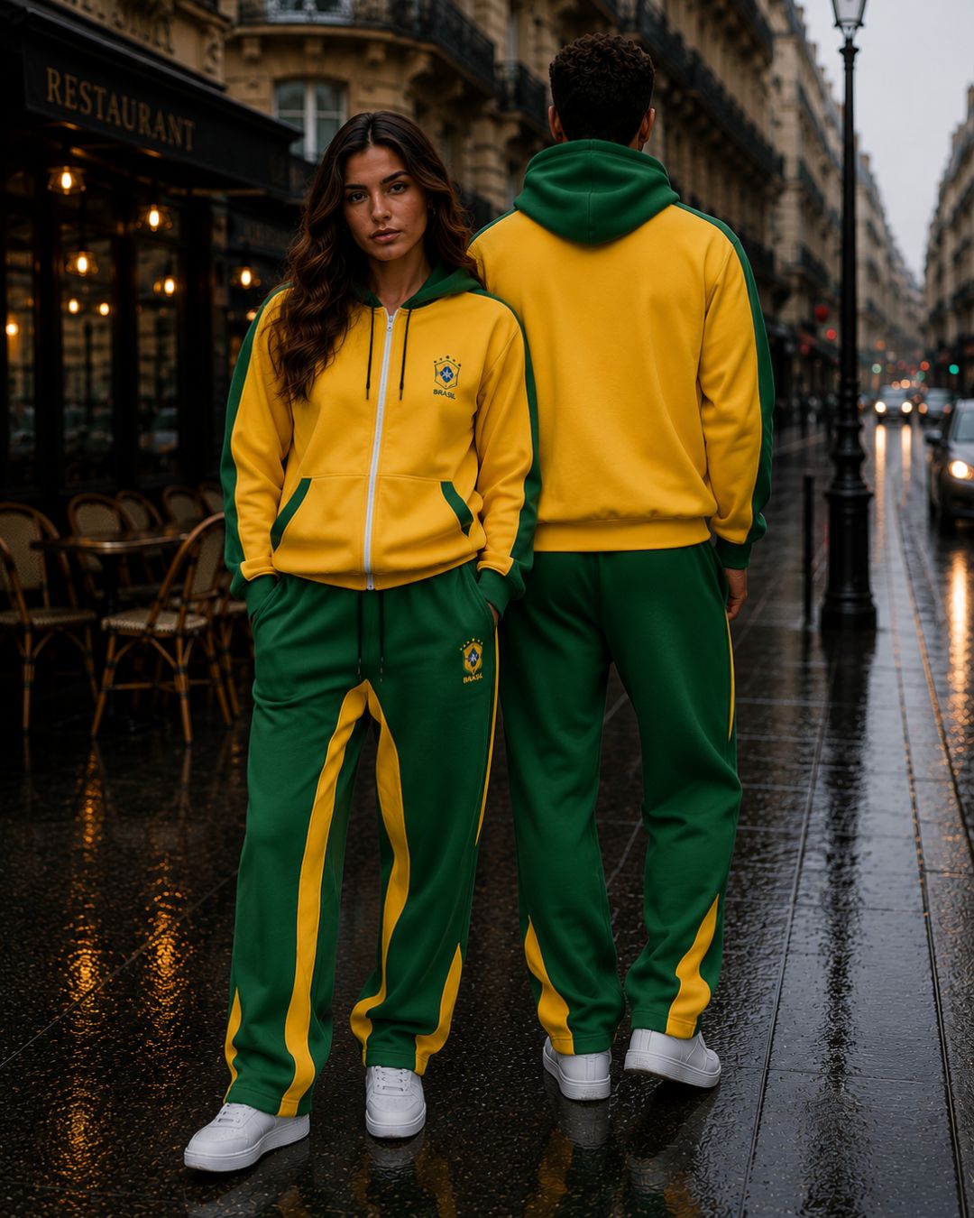 Conjunto Brasil Jaqueta Com Zíper E Calça Jogger Casual