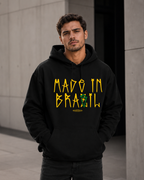 Moletom Made In Brasil Tipográfico Urbano Com Capuz Casual