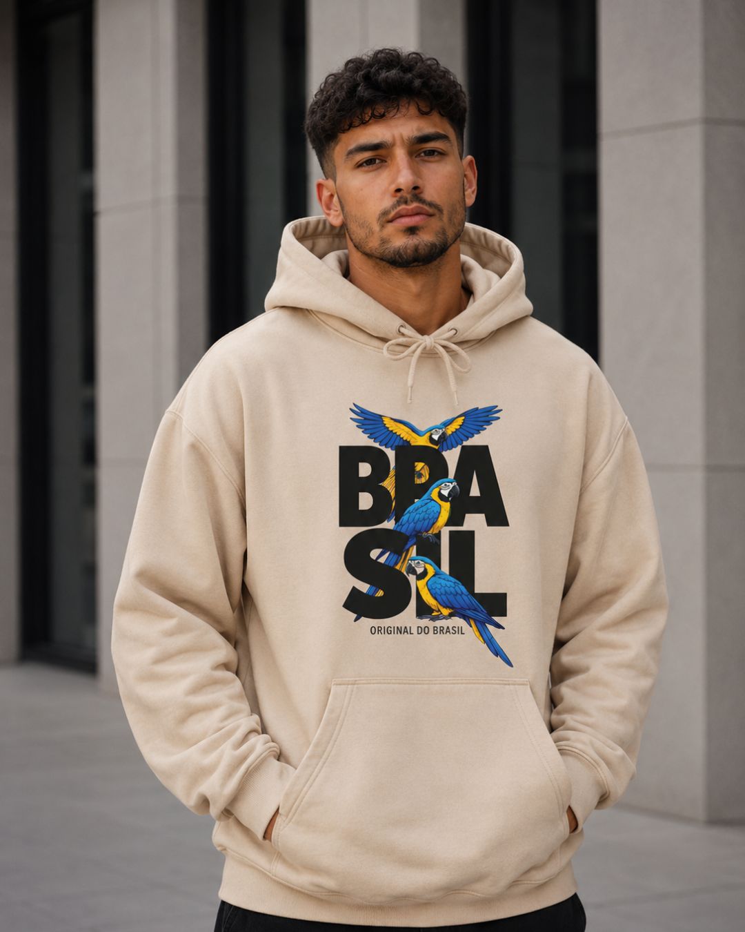 Moletom Brasil Araras Tropicais Estampa Frontal Estilo Casual Urbano