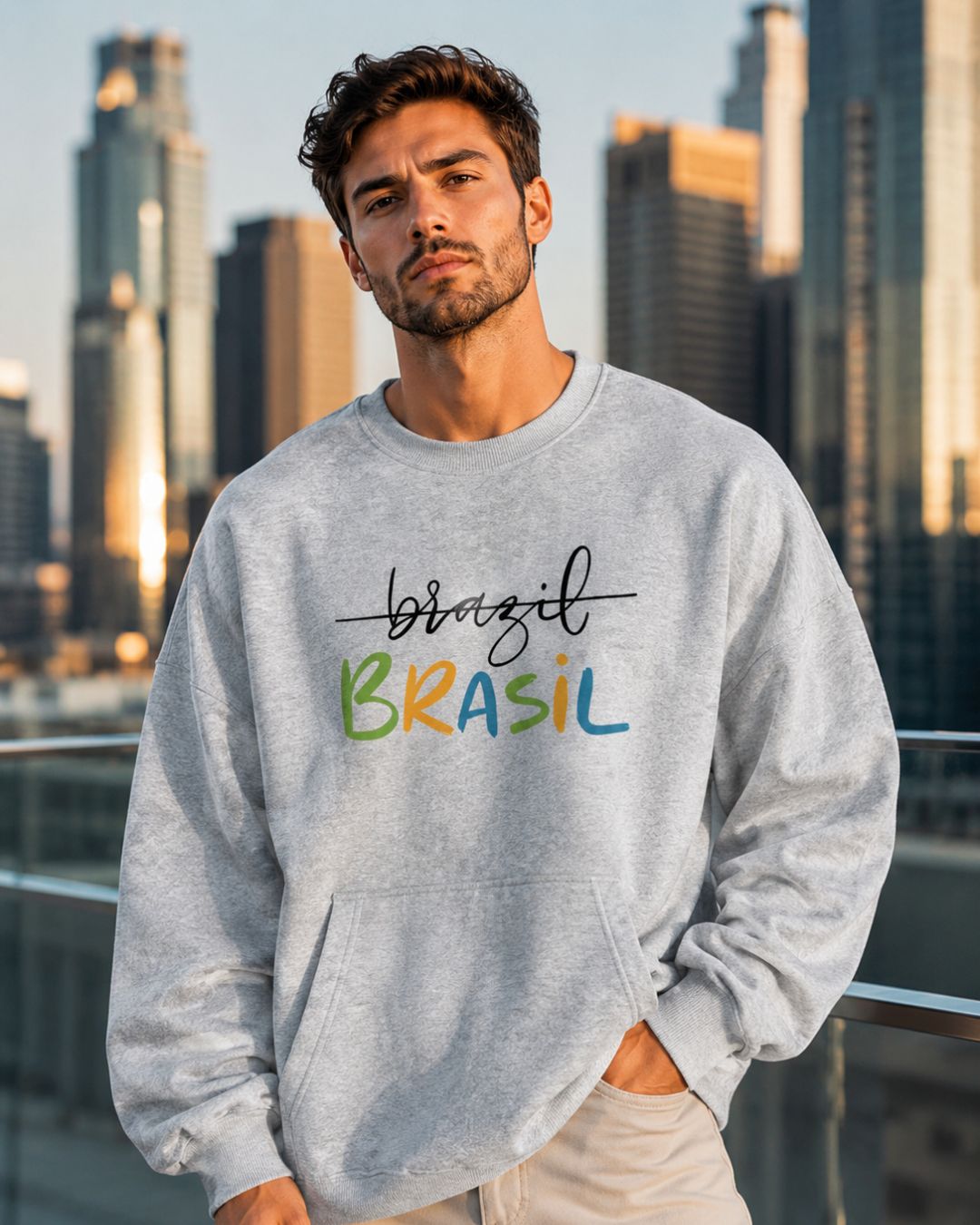Moletom Brasil Lettering Colorido Estilo Casual Urbano Moderno
