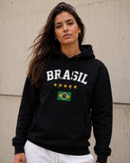 Moletom Brasil Estampa Clássica Com Bandeira E Capuz Casual
