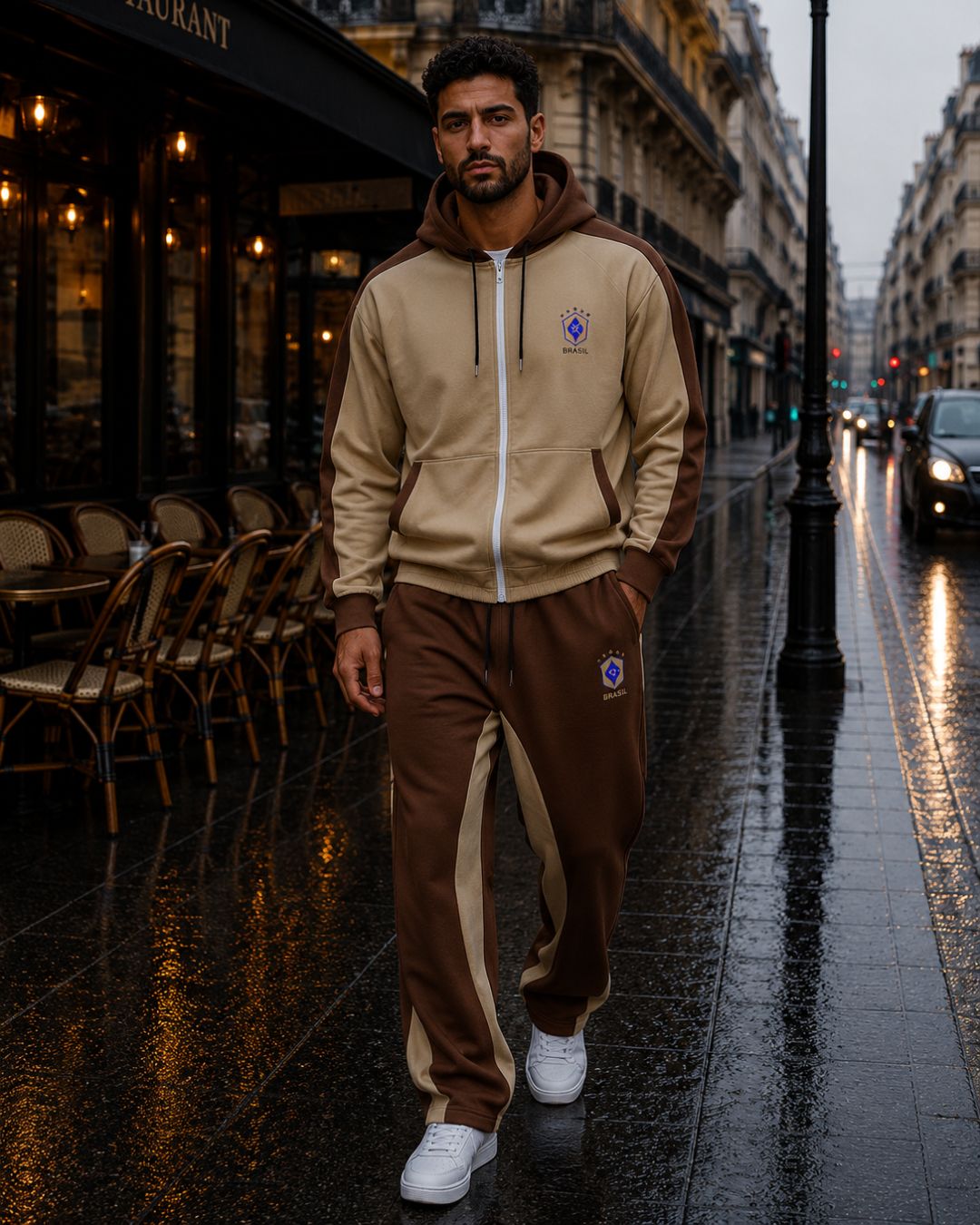 Conjunto Brasil Jaqueta Com Zíper E Calça Jogger Casual