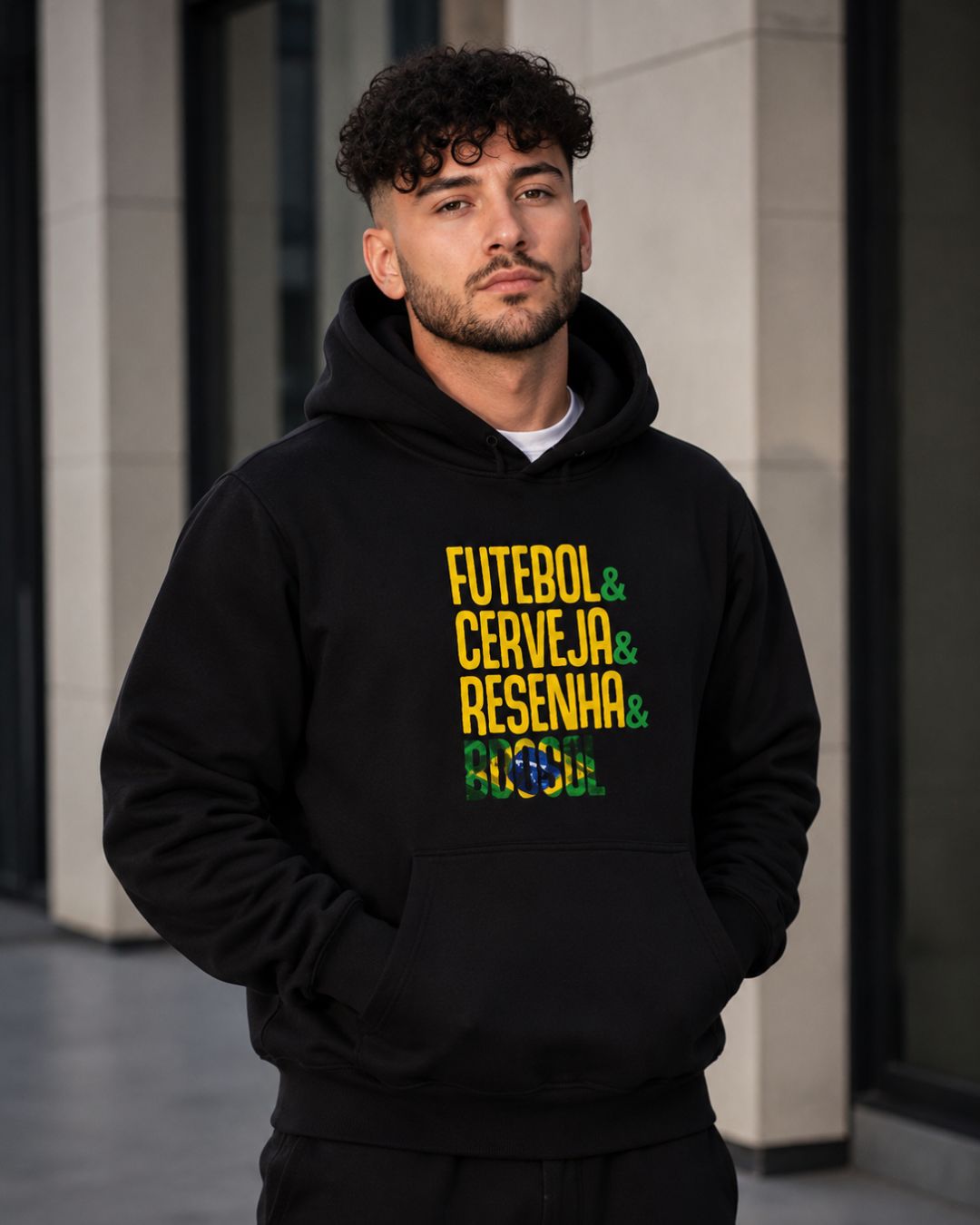 Moletom Brasil Futebol Cerveja E Resenha Com Capuz Casual