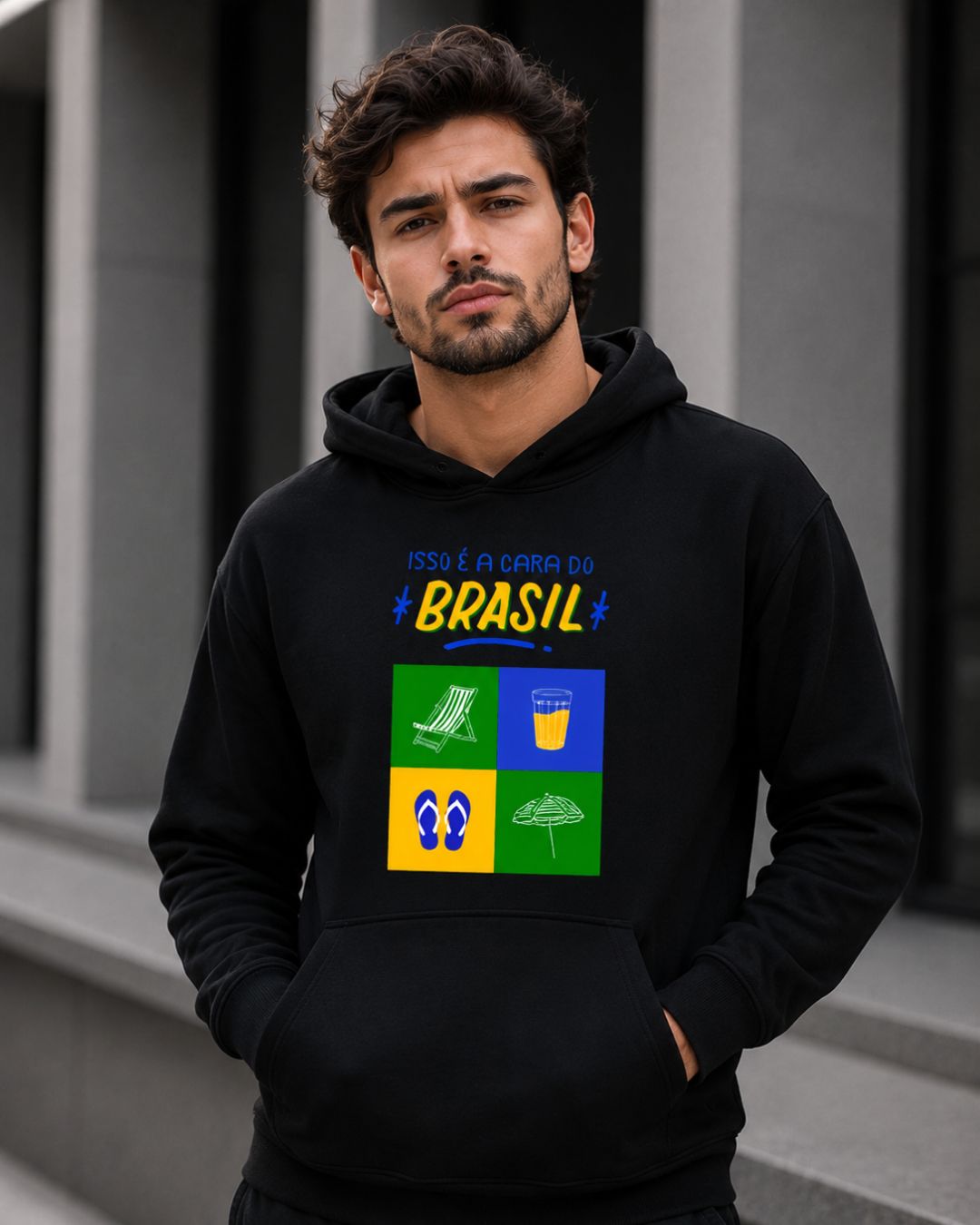 Moletom Brasil Cara Do Brasil Ícones Com Capuz Casual Urbano