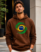 Moletom Brasil Bandeira Artística Circular Estilo Casual Urbano