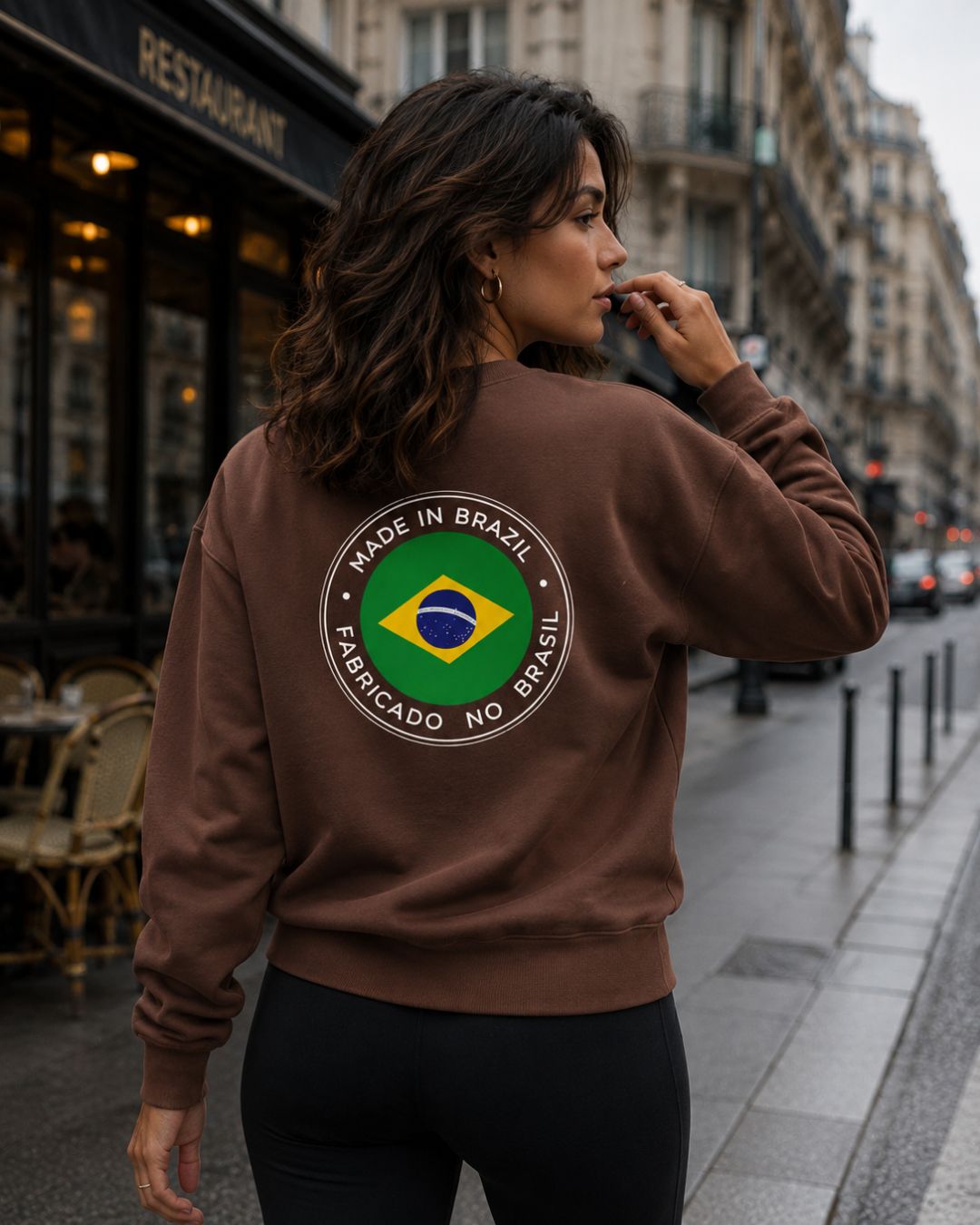 Moletom Brasil Made In Brazil Estampa Circular Costas Casual Urbano